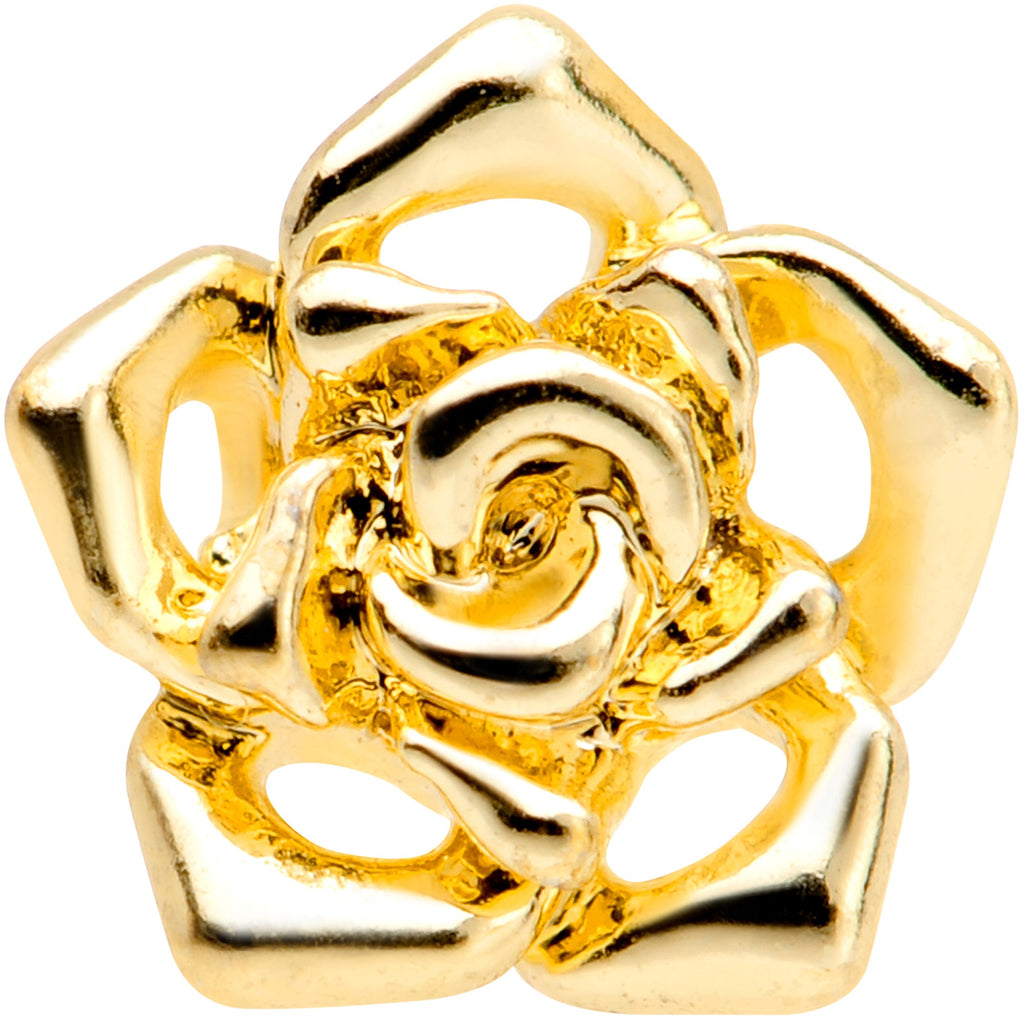 16G 1/4 Gold Tone Openwork Rose Flower Cartilage Tragus Earring | CARTILAGE Tragus | Wiccan Center