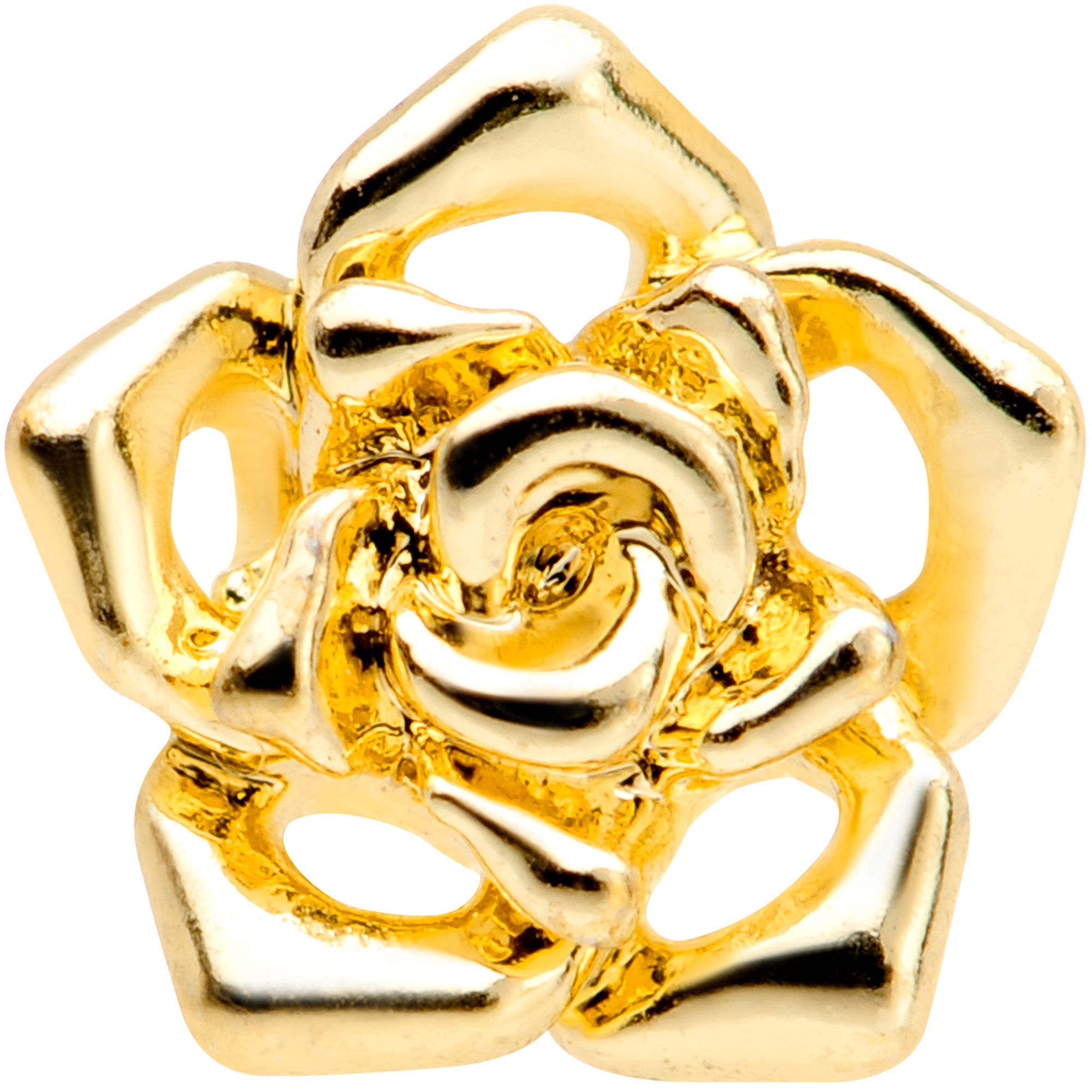 16G 1/4 Gold Tone Openwork Rose Flower Cartilage Tragus Earring | CARTILAGE Tragus | Wiccan Center