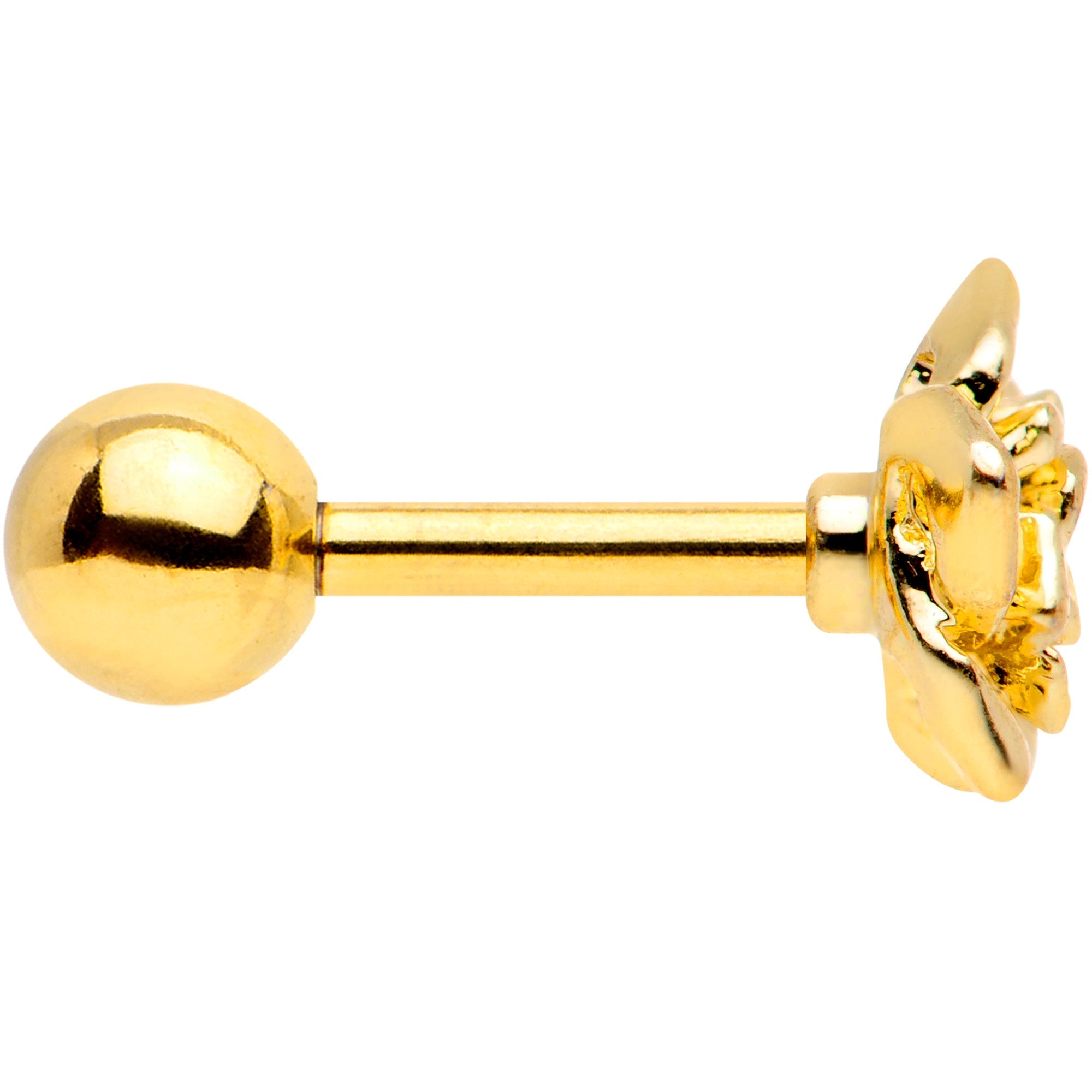 16G 1/4 Gold Tone Openwork Rose Flower Cartilage Tragus Earring | CARTILAGE Tragus | Wiccan Center