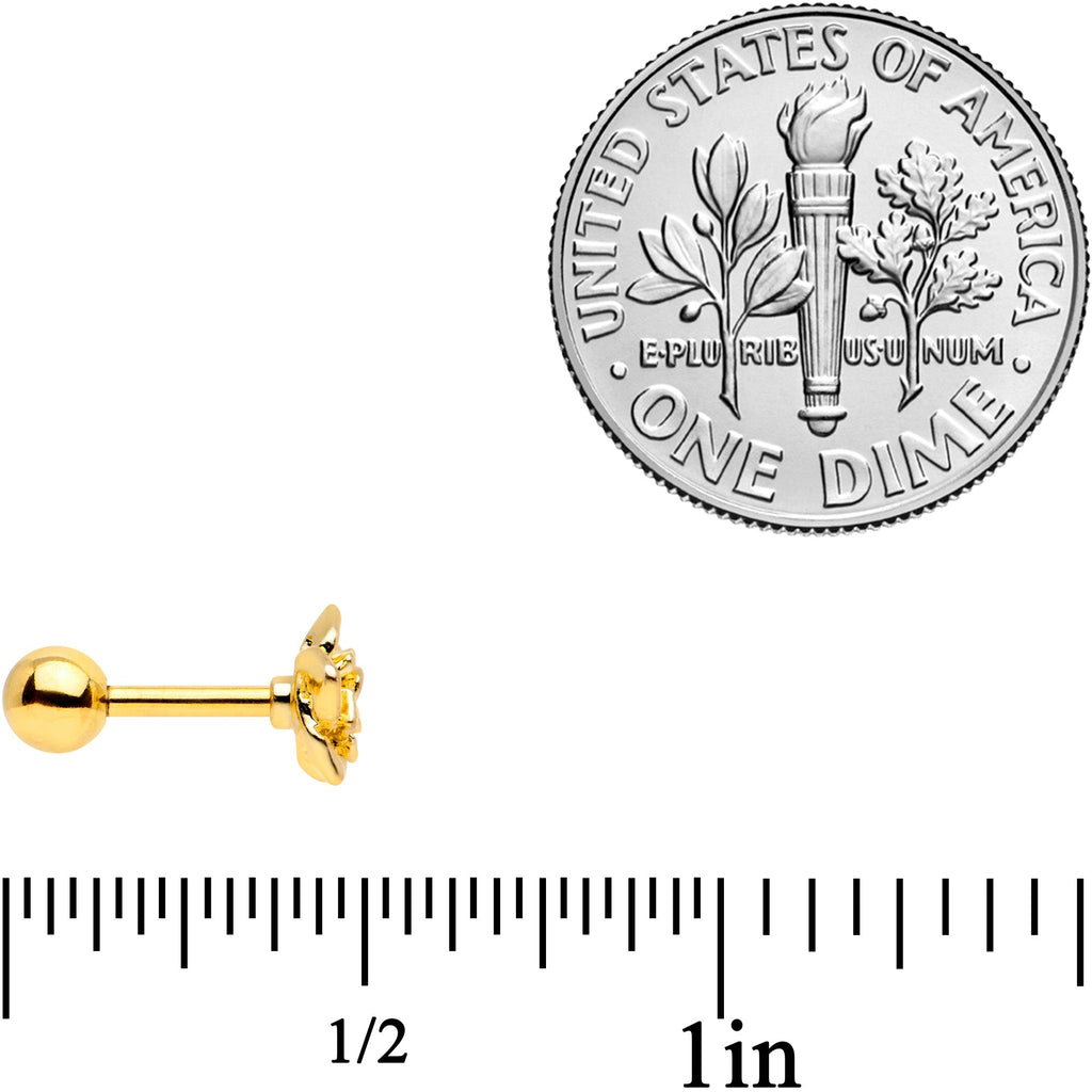 16G 1/4 Gold Tone Openwork Rose Flower Cartilage Tragus Earring | CARTILAGE Tragus | Wiccan Center