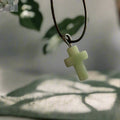 Aventurine Cross Necklace on Leather Cord