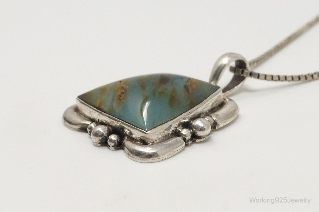 Vintage Large Aqua Chalcedony Sterling Silver Necklace | Jewelry > Necklaces > Pendants | Wiccan Center