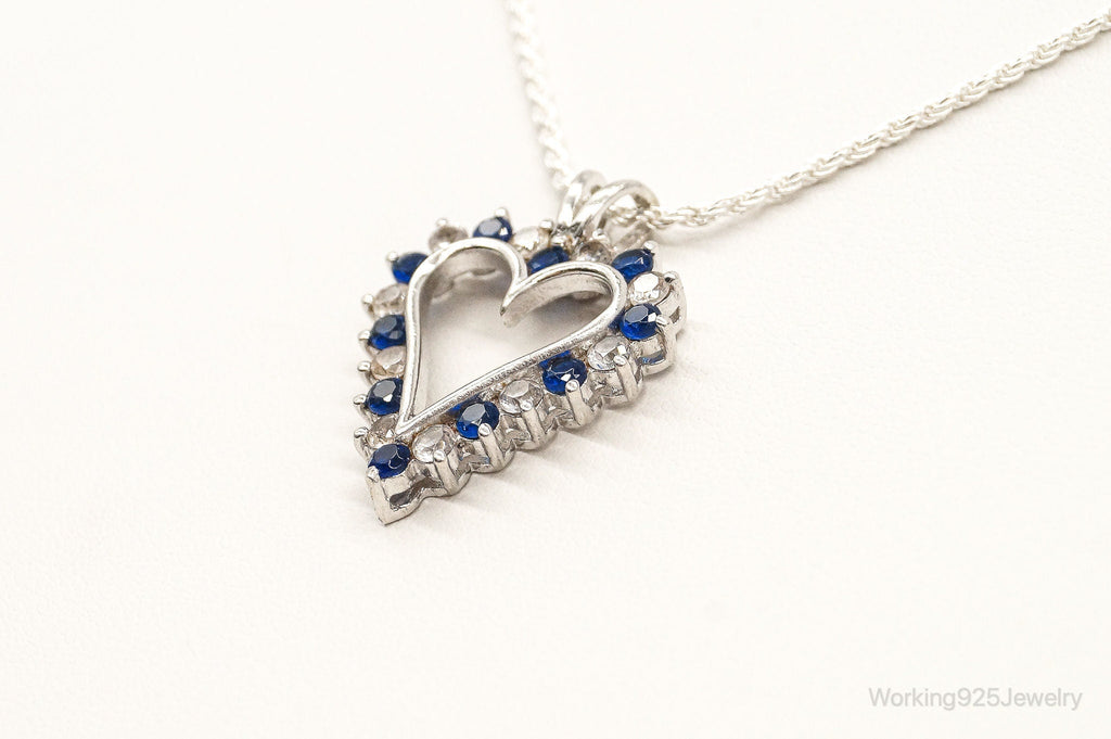 Blue & White Cubic Zirconia Heart Sterling Silver Necklace | Jewelry > Necklaces > Pendants | Wiccan Center