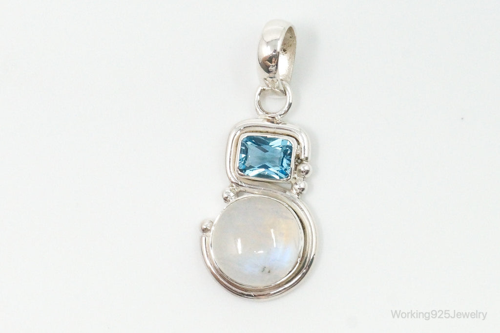 Large Designer SAJEN Blue Topaz Moonstone Sterling Necklace Pendant | Jewelry > Necklaces > Pendants | Wiccan Center