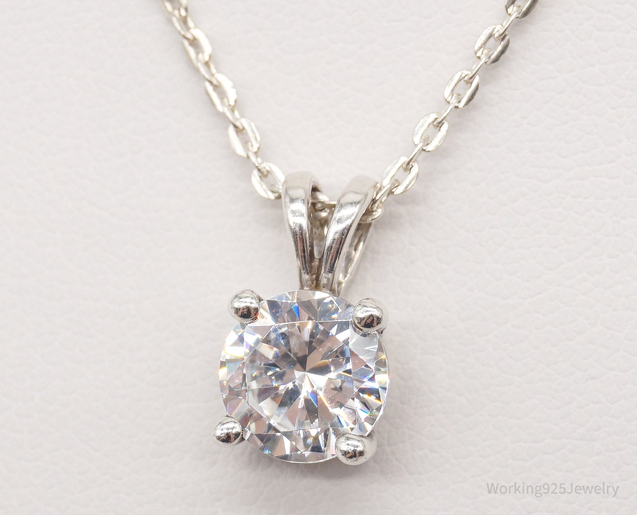 Vintage Large Cubic Zirconia DQCZ Sterling Silver Necklace | Jewelry > Necklaces > Pendants | Wiccan Center