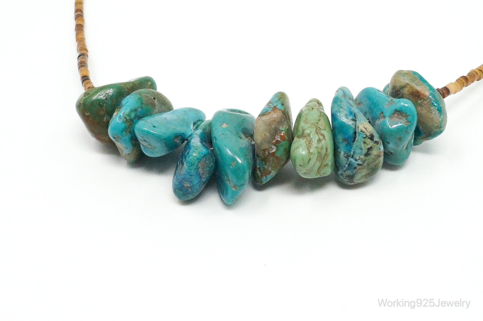 VTG Native American Turquoise Porcupine Quill Sterling Silver Thread Necklace | Jewelry > Necklaces > Pendants | Wiccan Center