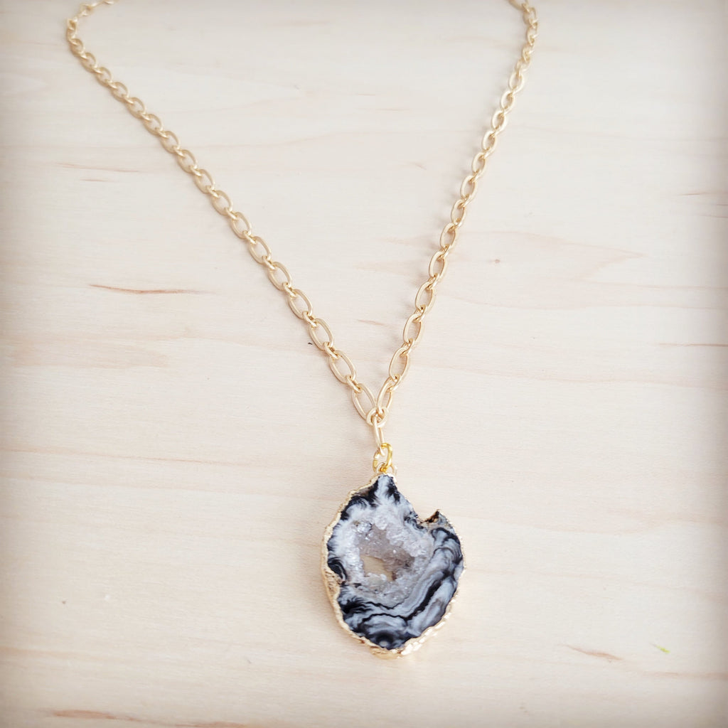**Gilded Black Agate Necklace 257ma | Necklace | Wiccan Center