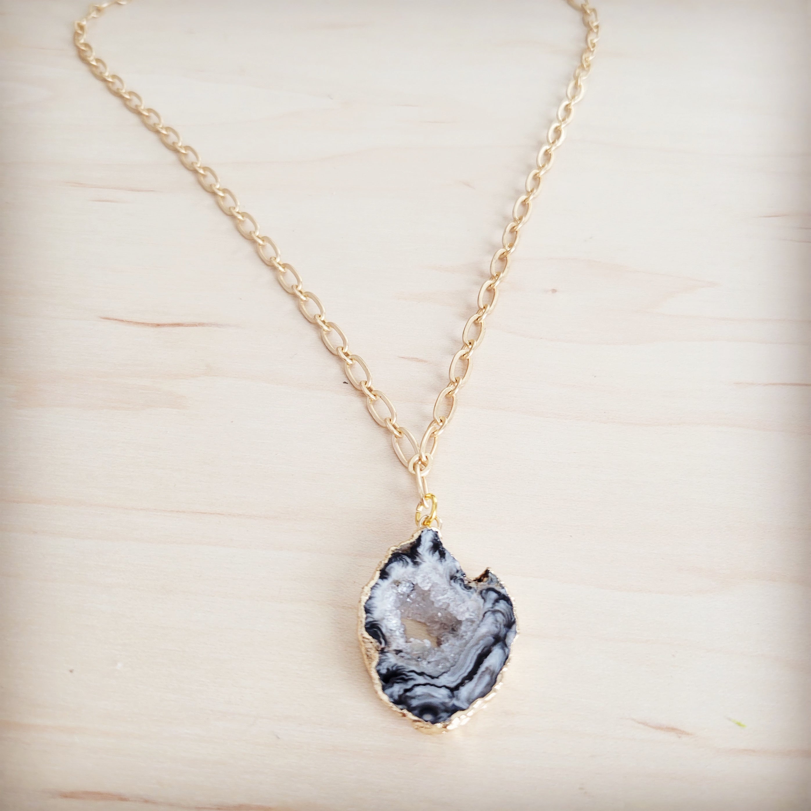 **Gilded Black Agate Necklace 257ma | Necklace | Wiccan Center