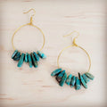 Beaded Hoop Earrings- Genuine Natural Turquoise Stacked Stones 200bh | Earrings | Wiccan Center
