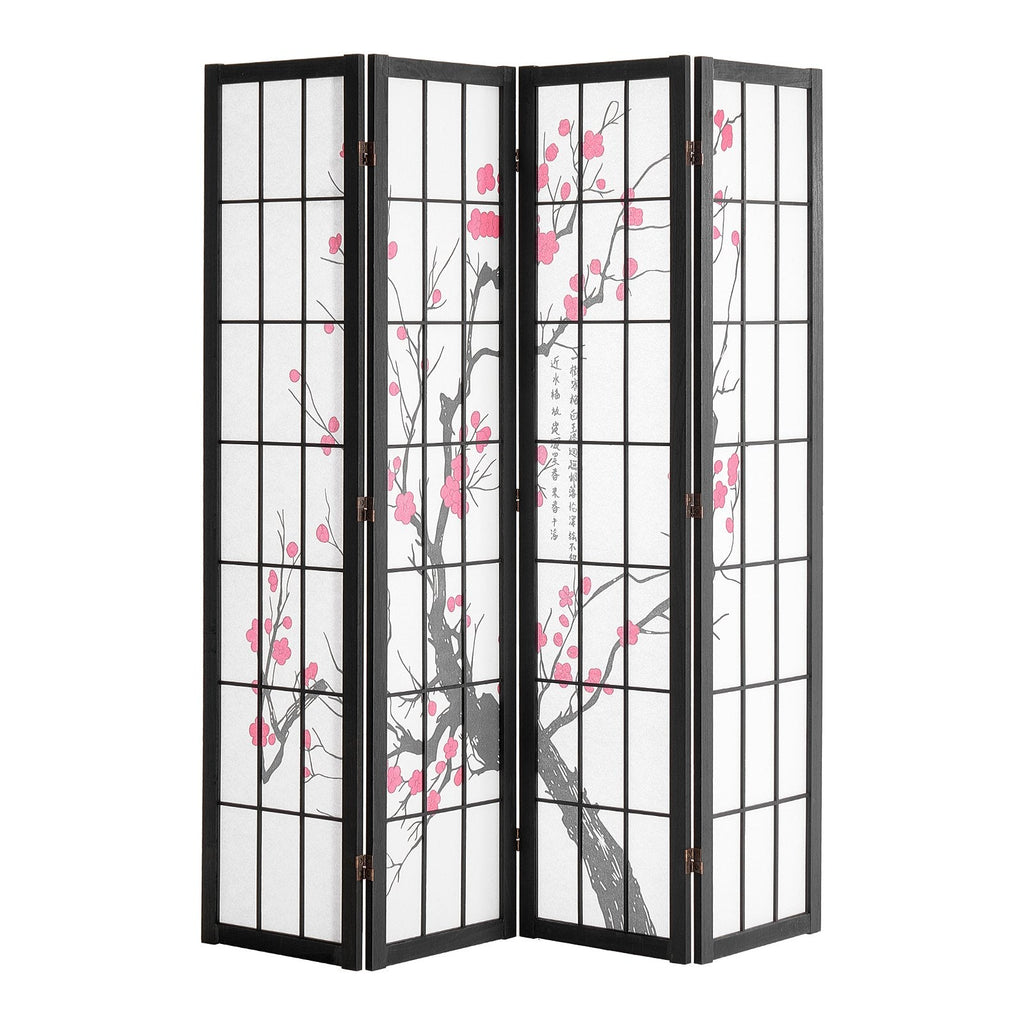 4 Panel Wood Japanese Room Divider Screen for Room Separation Home Office Restaurant & Bedroom | Screens and Partitions | Wiccan Center