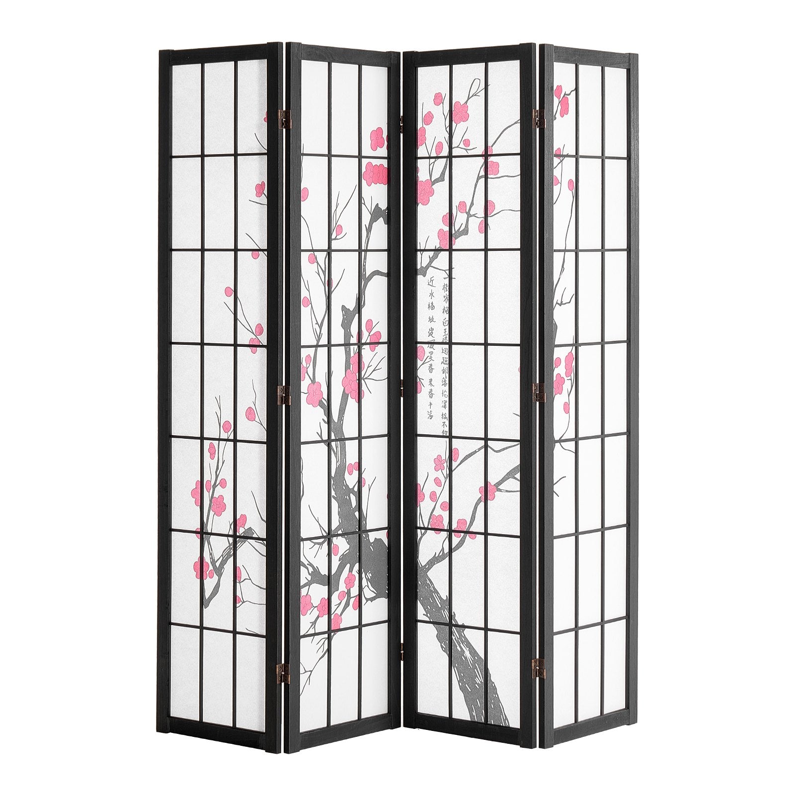 4 Panel Wood Japanese Room Divider Screen for Room Separation Home Office Restaurant & Bedroom | Screens and Partitions | Wiccan Center