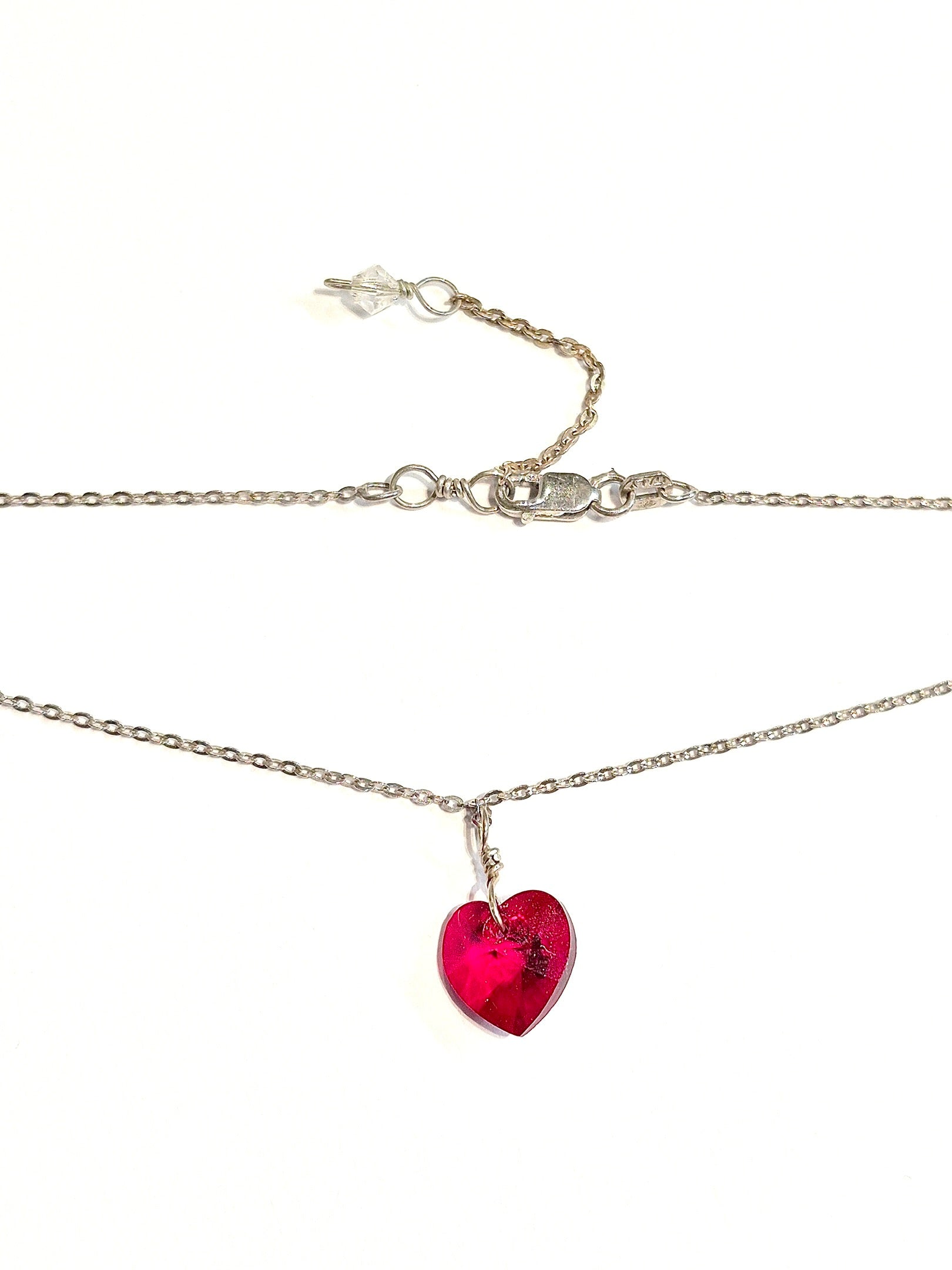 Red Heart Swarovski Drop Necklace