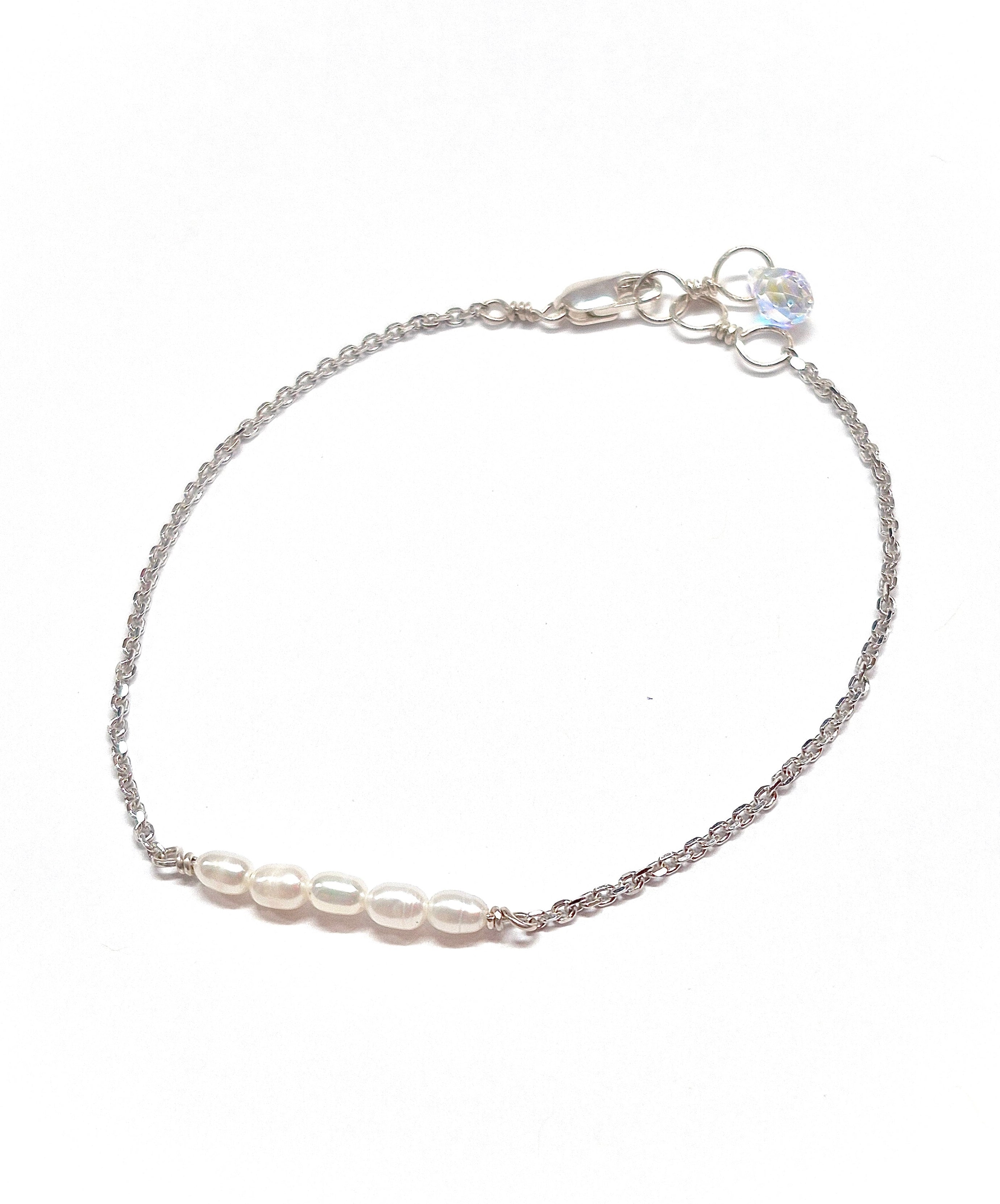 5 Rice Pearls Bracelet with Swarovski Clasp
