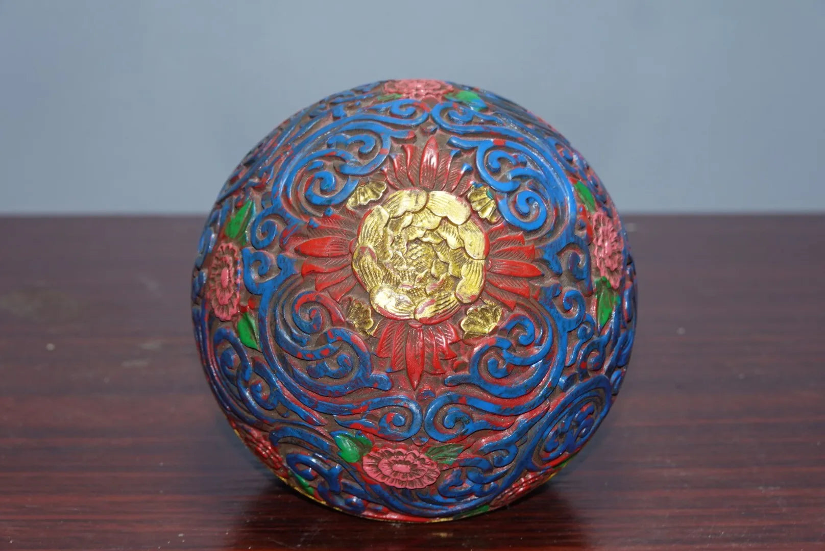 Exquisite Carved Red Lacquer Jewelry Box – Chinese Rouge Box (9.5cm)