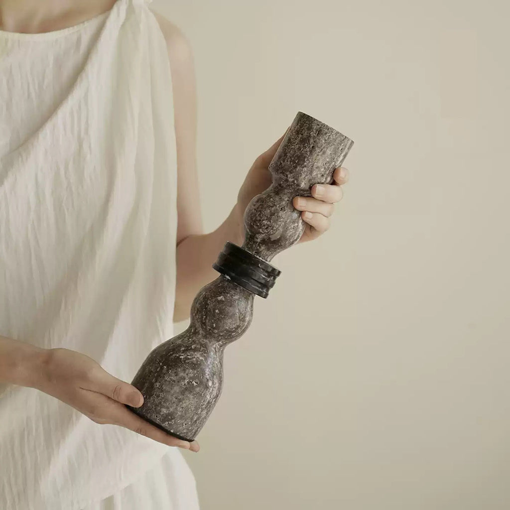 Modern Wabi-Sabi “Cave” Stone Candle Holder – Minimalist Decor Piece