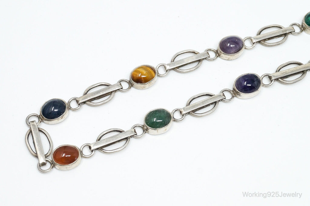 Vintage Modernist Multi Gem Sterling Silver Necklace | Jewelry > Necklaces > Pendants | Wiccan Center