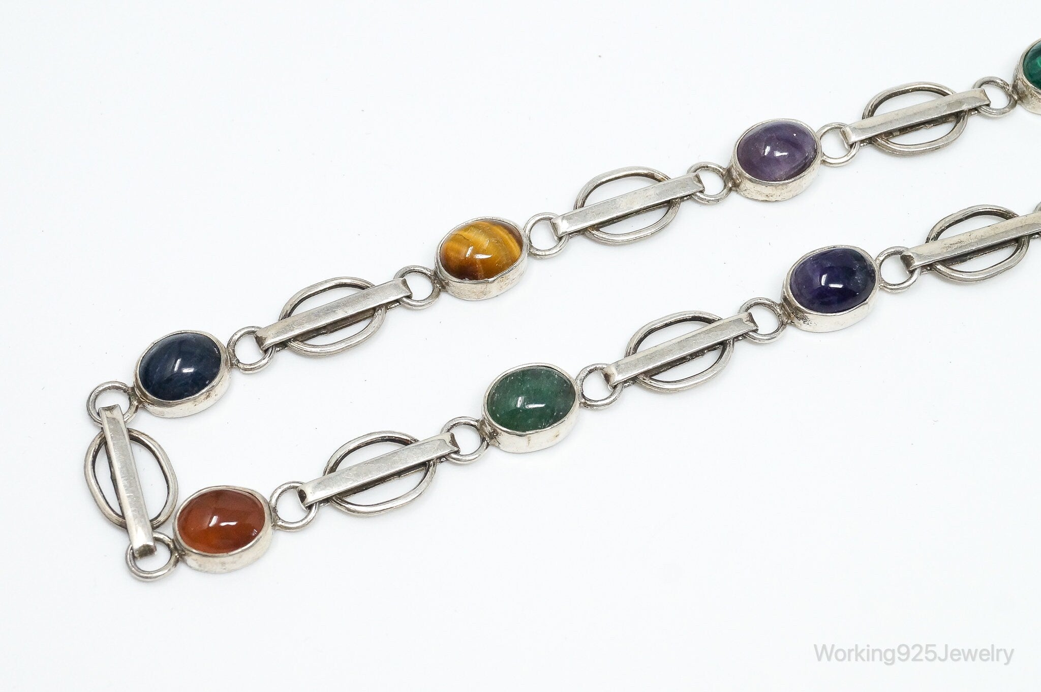 Vintage Modernist Multi Gem Sterling Silver Necklace | Jewelry > Necklaces > Pendants | Wiccan Center