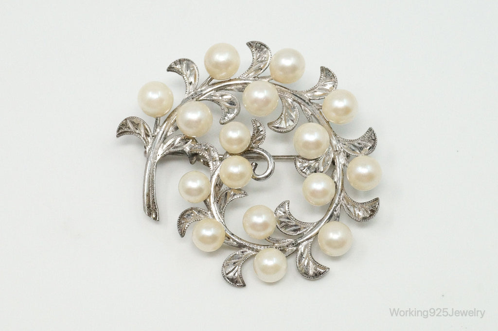Large Antique Faux Pearl Sterling Silver Brooch Pin | Jewelry > Brooches, Pins & Clips | Wiccan Center