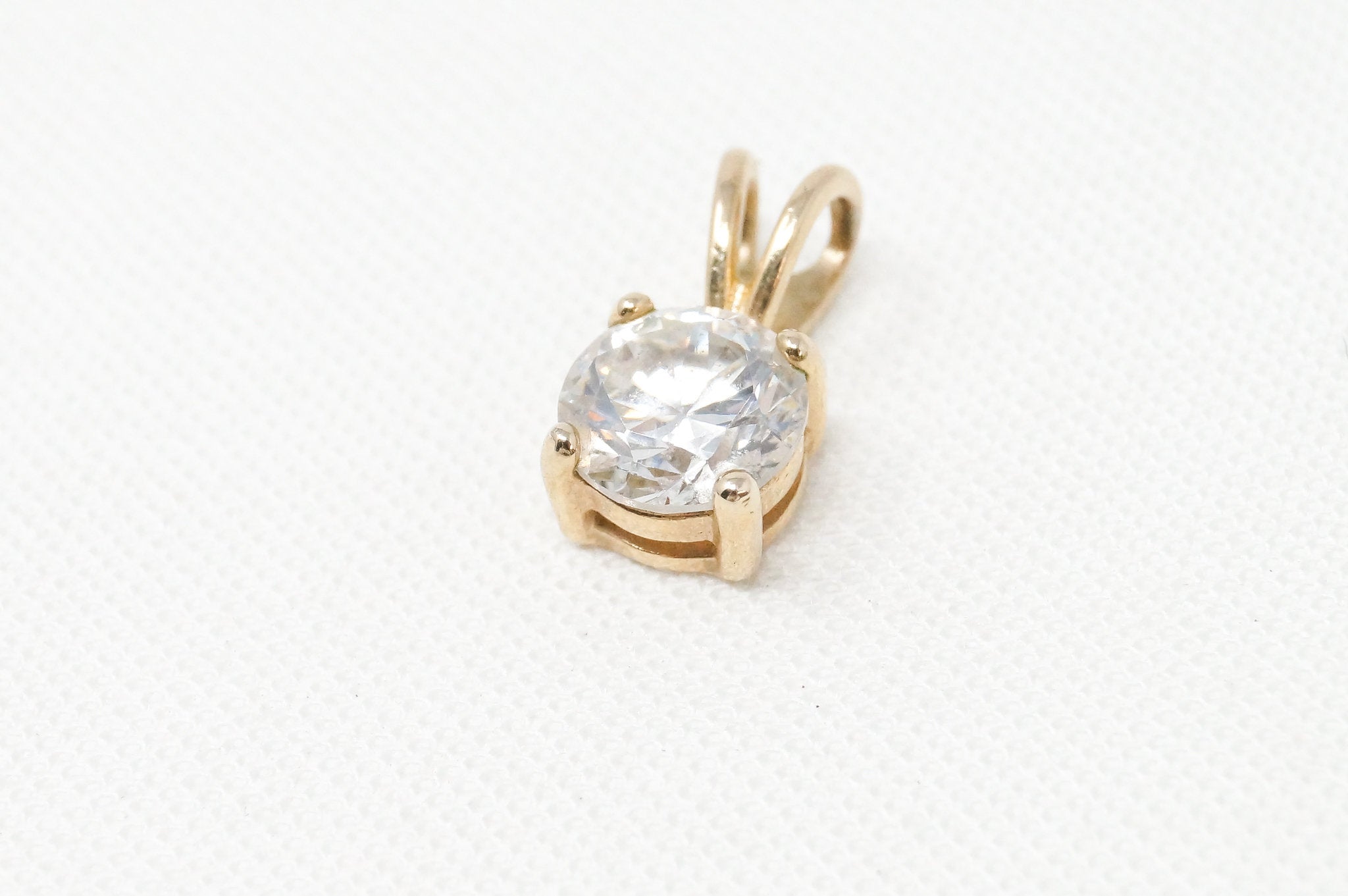 Vintage Gold Vermeil Cubic Zirconia Stone Sterling Silver Necklace Pendant | Jewelry > Necklaces > Pendants | Wiccan Center