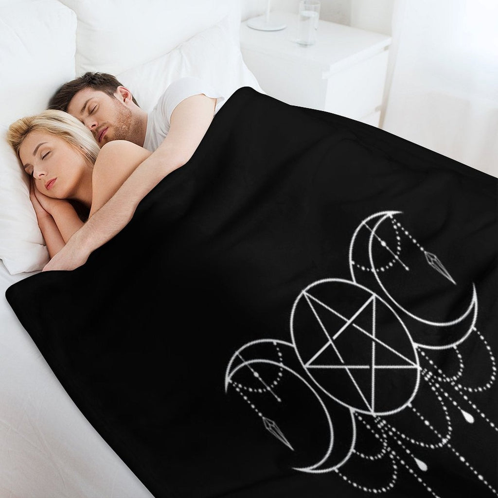 Triple Moon Goddess Pentacle Throw Blanket | Blankets | Wiccan Center