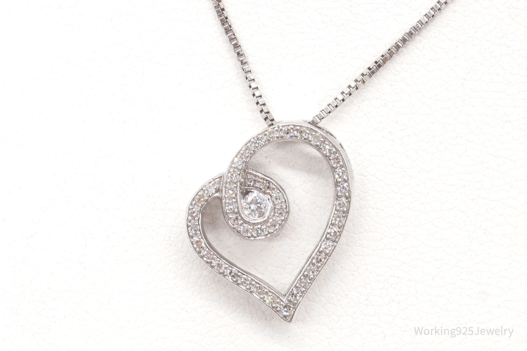 Vintage Diamond Heart Sterling Silver Necklace | Jewelry > Necklaces > Pendants | Wiccan Center