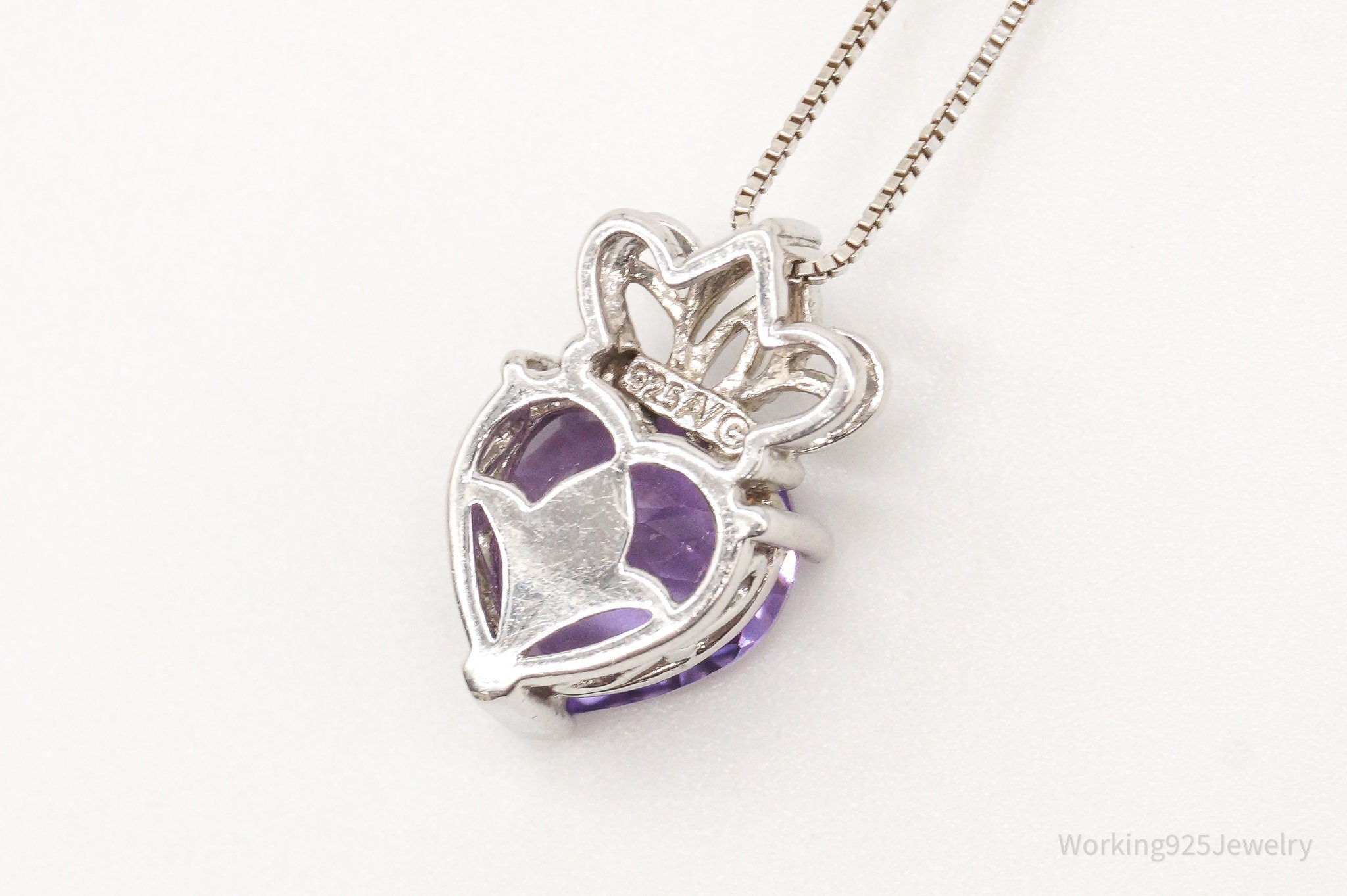 Vintage Purple Cubic Zirconia Crowned Heart Sterling Silver Necklace | Jewelry > Necklaces > Pendants | Wiccan Center