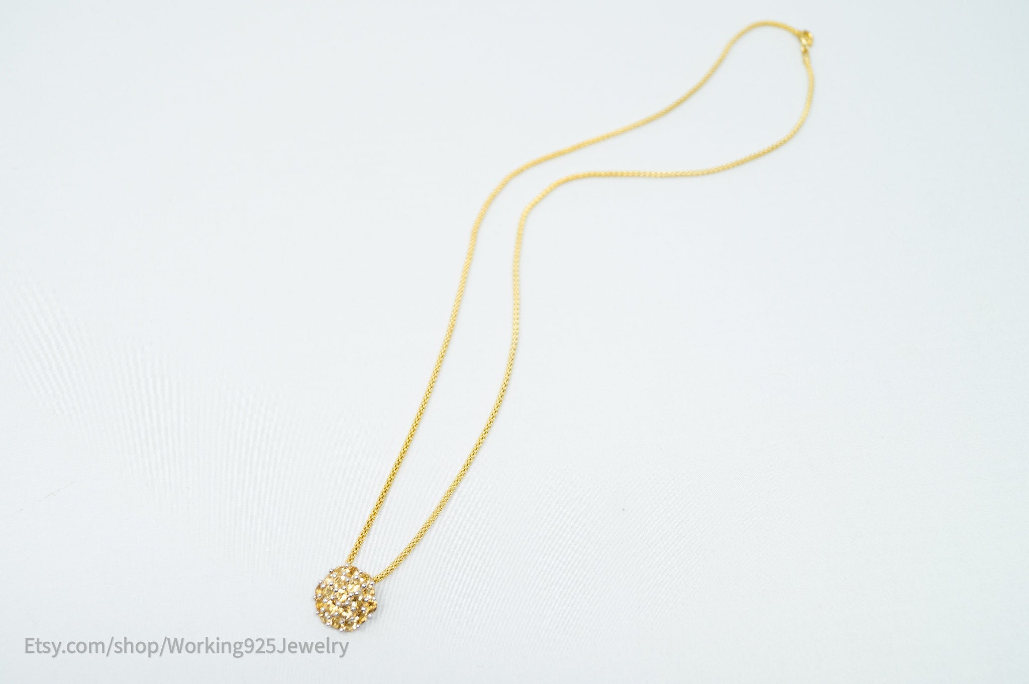 Vintage Art Deco Citrine Accented Gold Vermeil Sterling Silver Necklace | Jewelry > Necklaces > Pendants | Wiccan Center