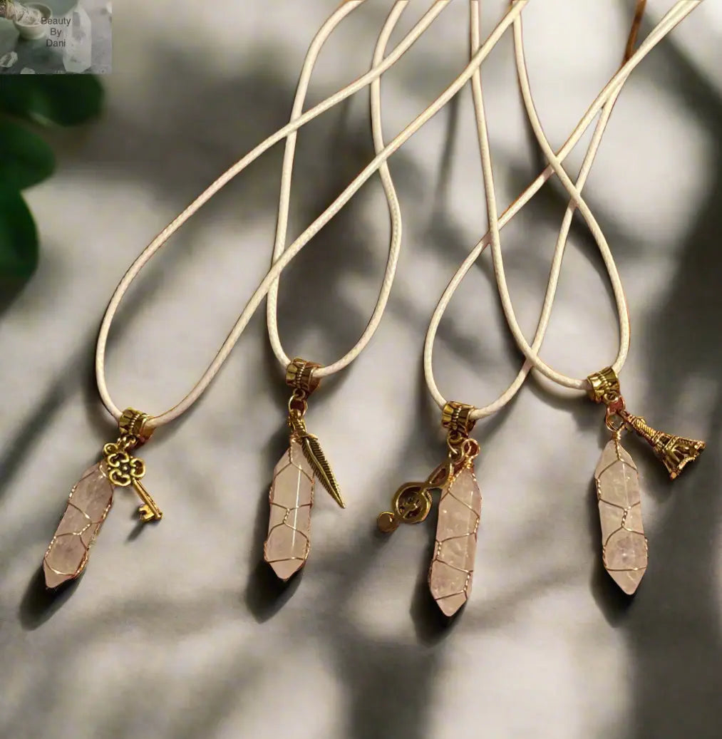Goldtone Wire Wrap Quartz Necklace