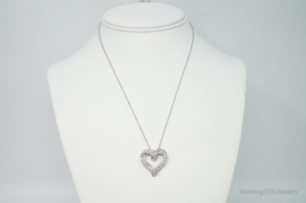Vintage Designer RL Heart Pink Cubic Zirconia Sterling Silver Necklace | Jewelry > Necklaces > Pendants | Wiccan Center