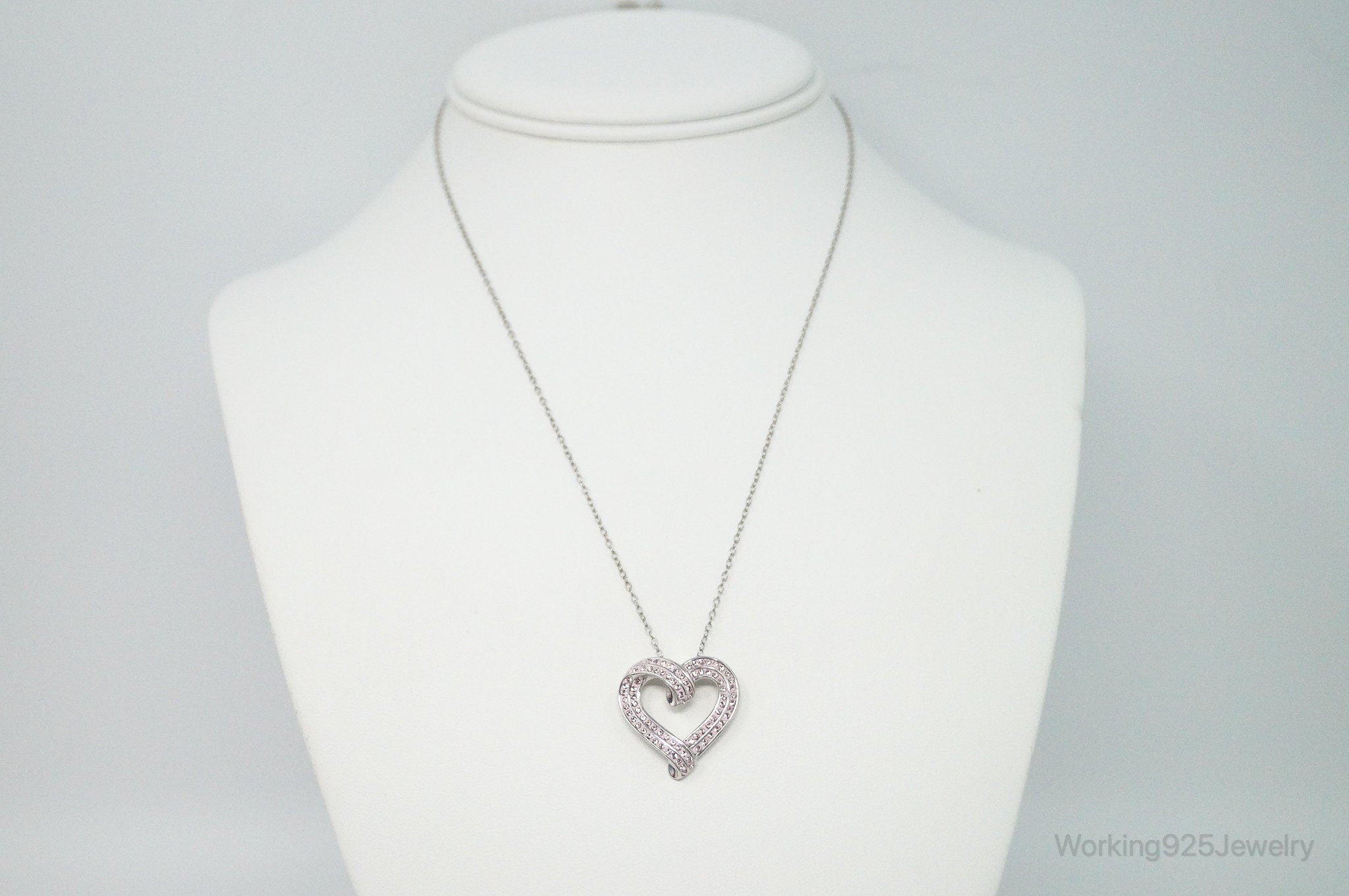 Vintage Designer RL Heart Pink Cubic Zirconia Sterling Silver Necklace | Jewelry > Necklaces > Pendants | Wiccan Center
