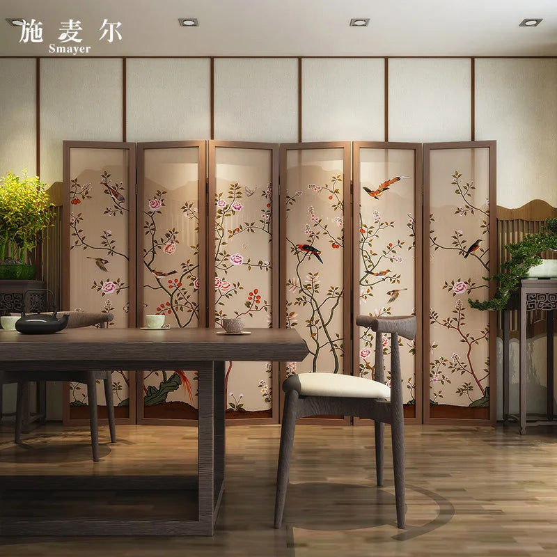 Solid Wood Chinese Folding Screen Partition – Traditional Room Divider