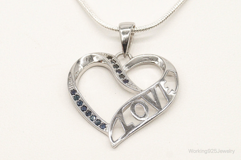 Sapphire Heart "LOVE" Sterling Silver Necklace | Jewelry > Necklaces > Pendants | Wiccan Center