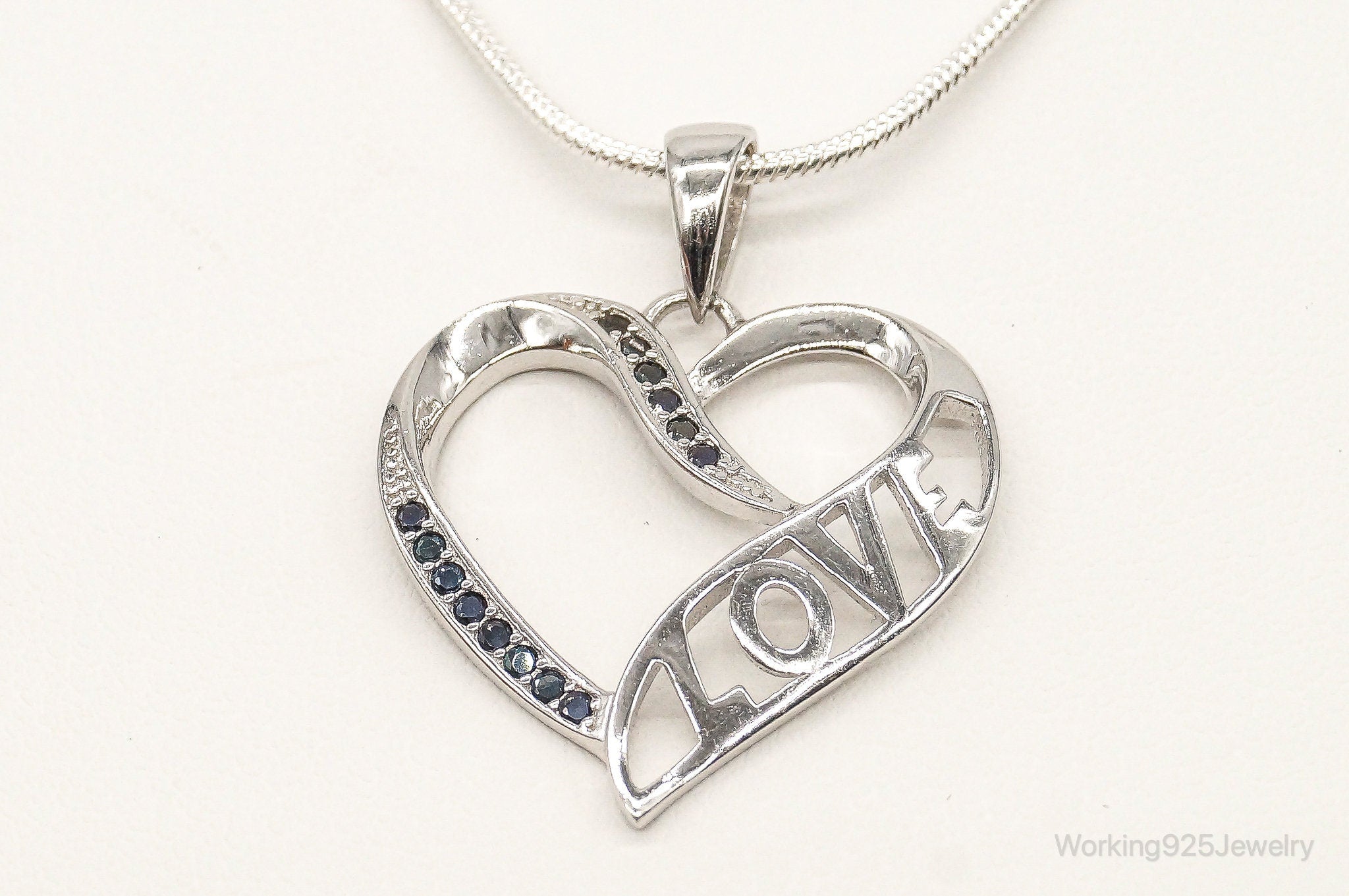 Sapphire Heart "LOVE" Sterling Silver Necklace | Jewelry > Necklaces > Pendants | Wiccan Center