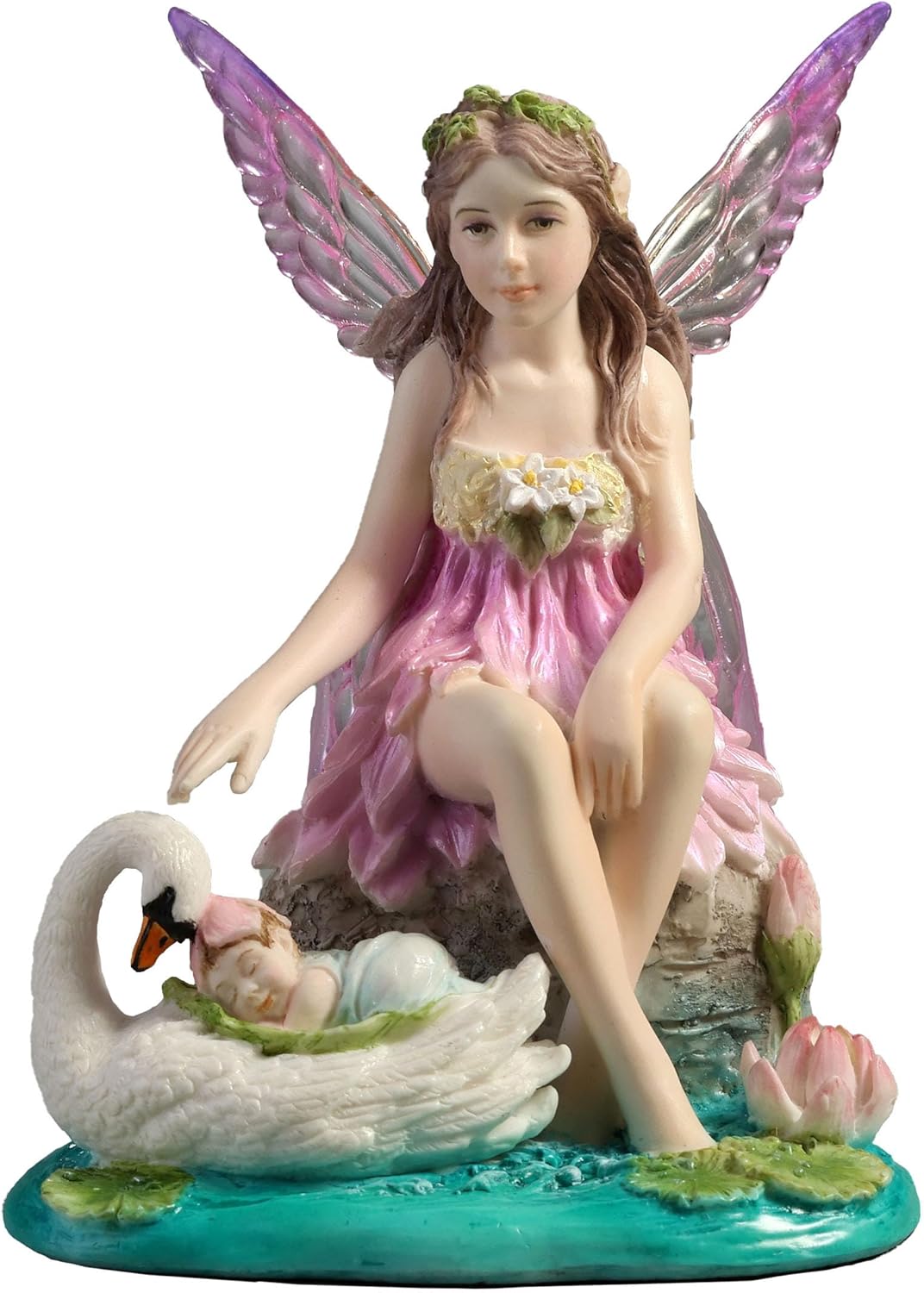 Lotus Fairy with Baby & Swan Figurine