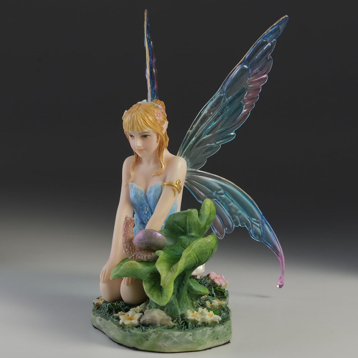 Cerulean Blue Fairy & Snail Figurine