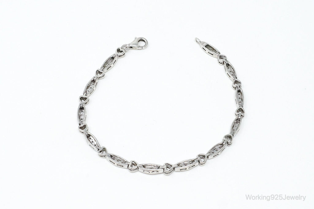 Vintage Diamonds Linked Hearts Sterling Silver Bracelet | Jewelry > Bracelets | Wiccan Center