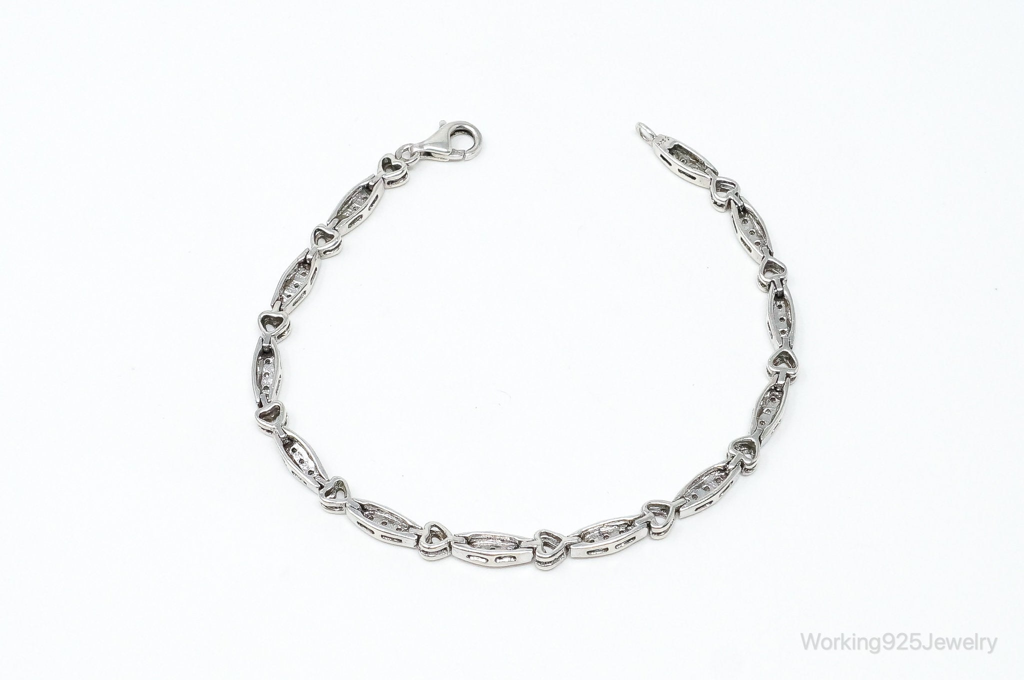 Vintage Diamonds Linked Hearts Sterling Silver Bracelet | Jewelry > Bracelets | Wiccan Center