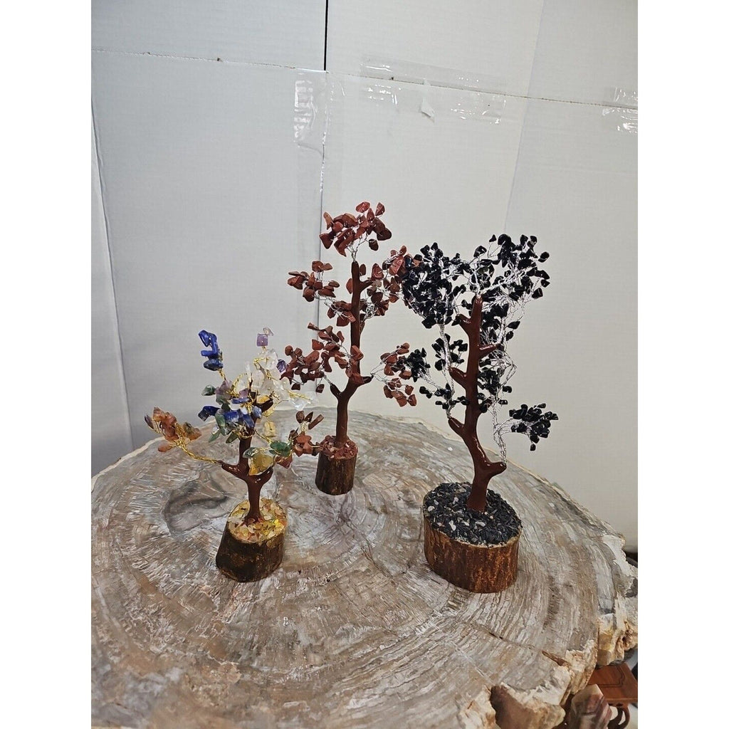 Crystal Gemstone Bonsai Tree — Carnelian, Amethyst & Quartz on Gold Branches | CrystalCloud Company