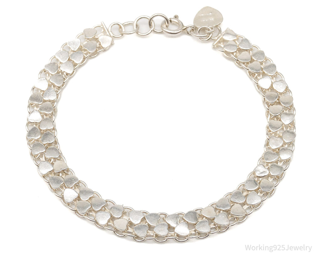 Vintage Hearts Mesh Chain Link Silver Bracelet | Jewelry > Bracelets | Wiccan Center