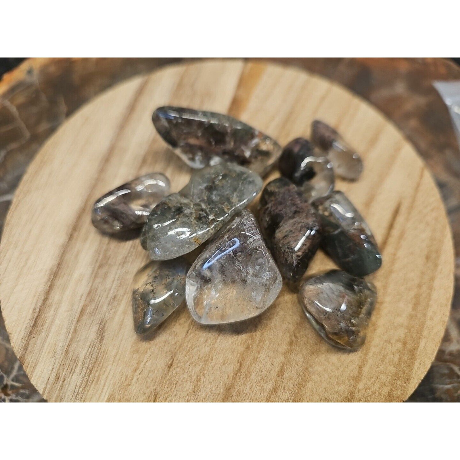 Phantom Ghost Clear Quartz Tumbled Stones — 10-Piece Set, Brazil | CrystalCloud Company