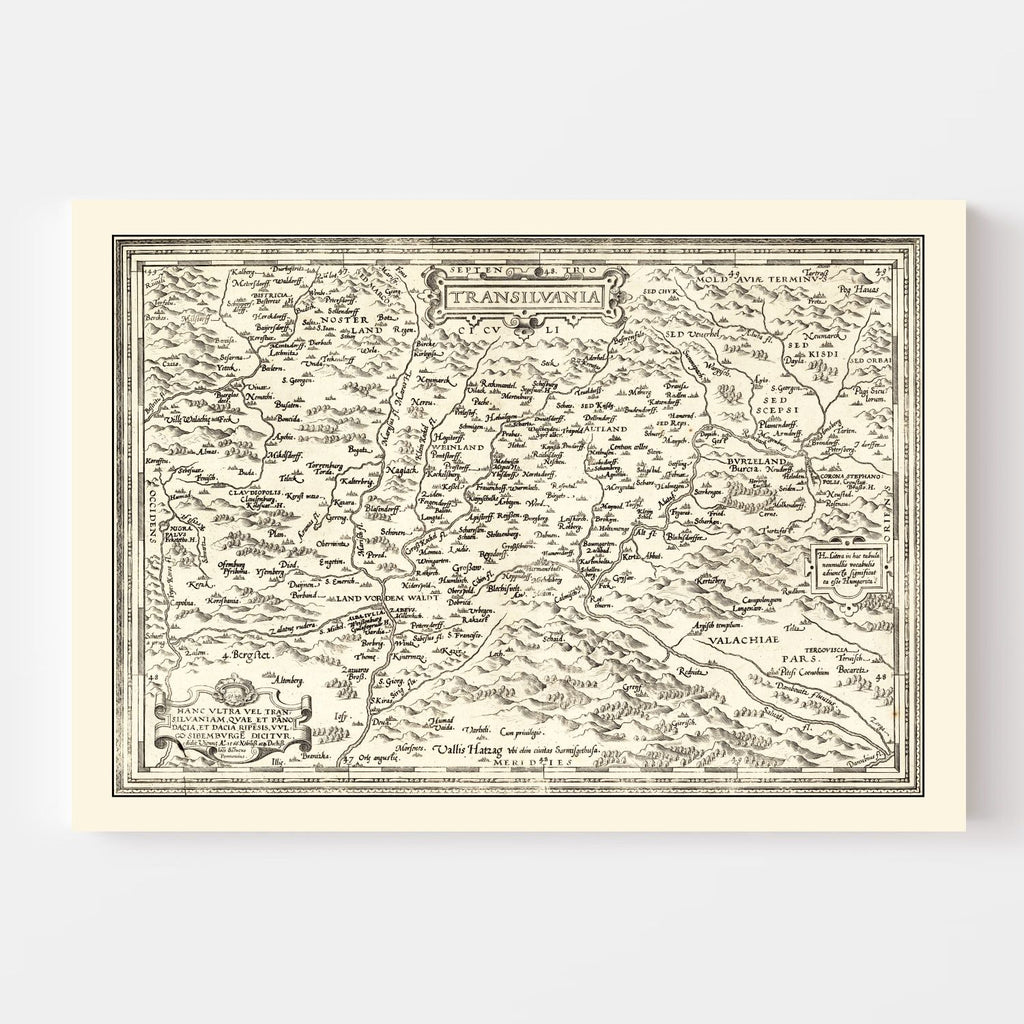 Vintage Map of Transylvania 1665