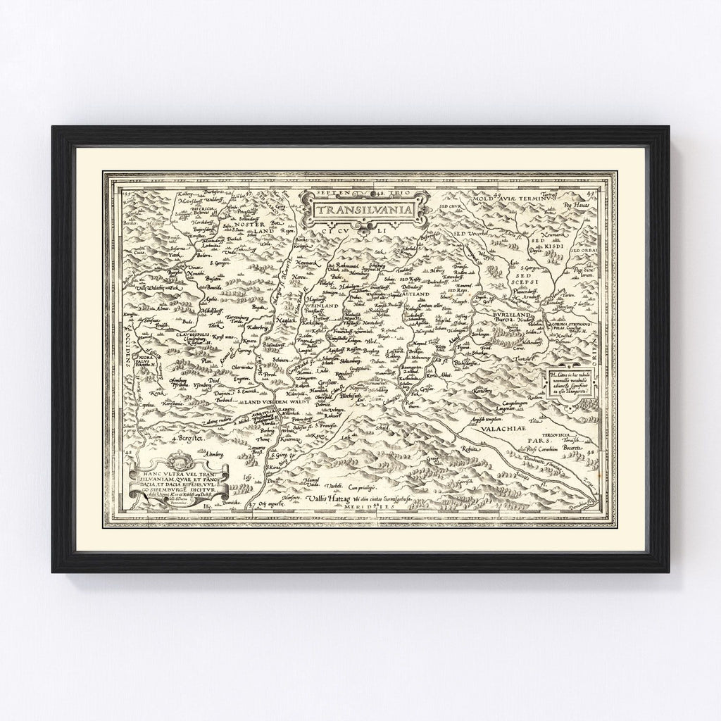 Vintage Map of Transylvania 1665