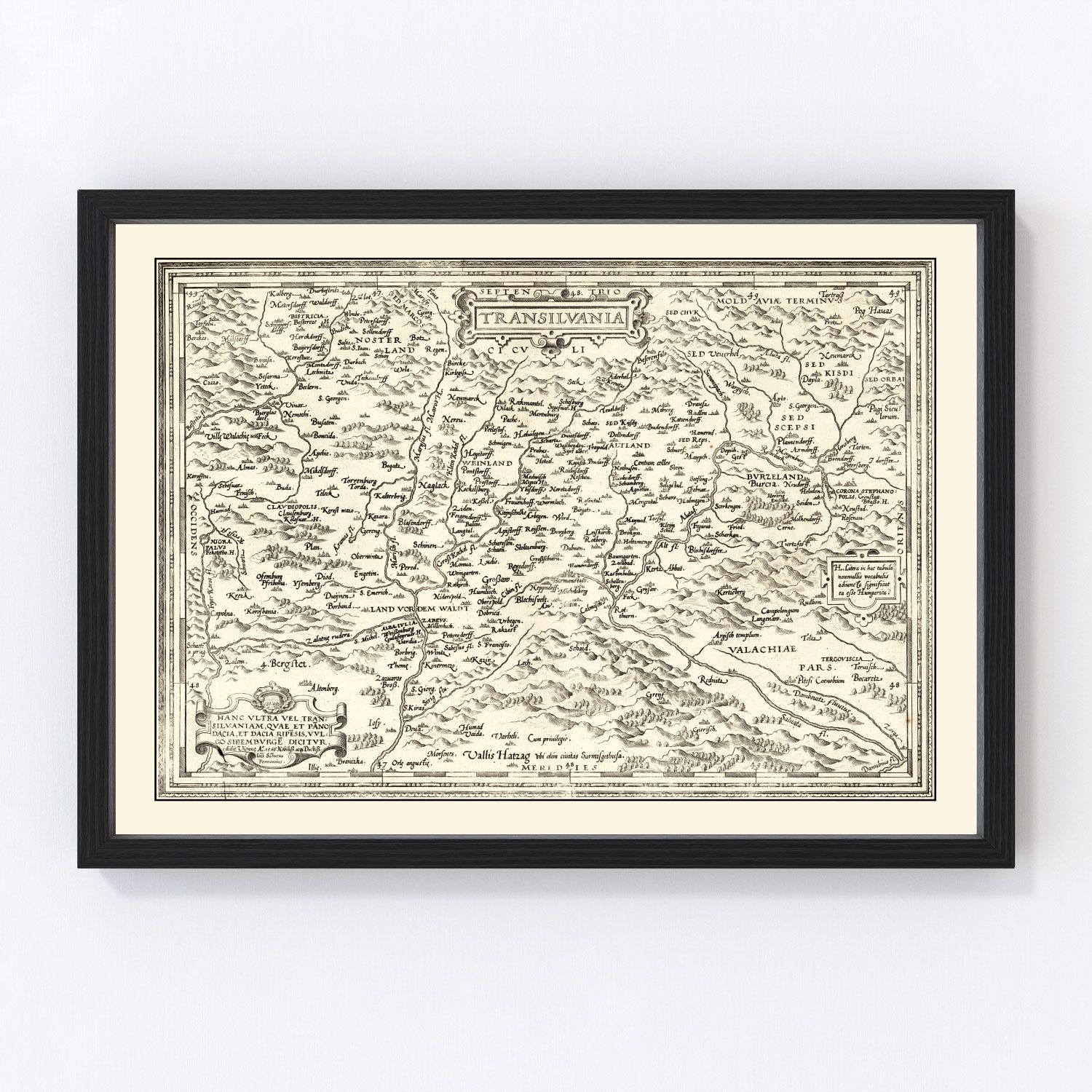 Vintage Map of Transylvania 1665