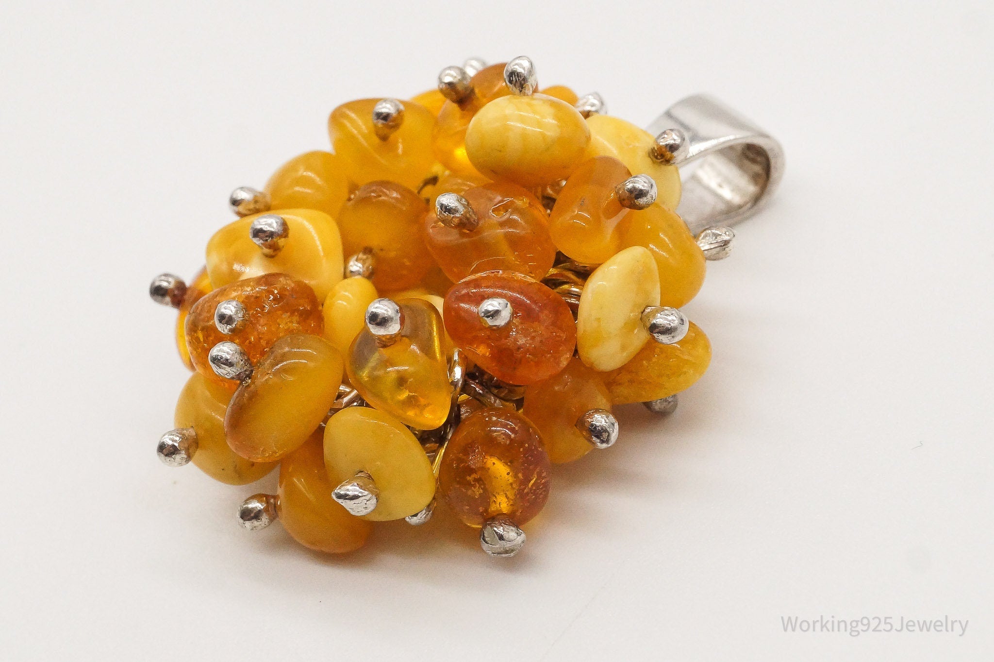 Vintage Amber Modernist Sterling Silver Pendant | Jewelry > Necklaces > Pendants | Wiccan Center