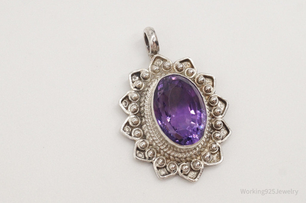 Vintage Large Amethyst Sterling Silver Pendant | Jewelry > Necklaces > Pendants | Wiccan Center