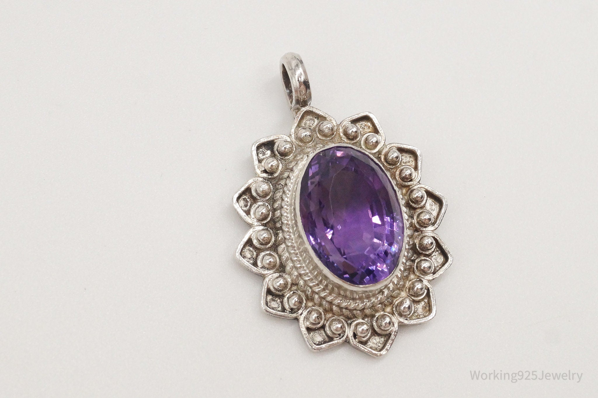 Vintage Large Amethyst Sterling Silver Pendant | Jewelry > Necklaces > Pendants | Wiccan Center