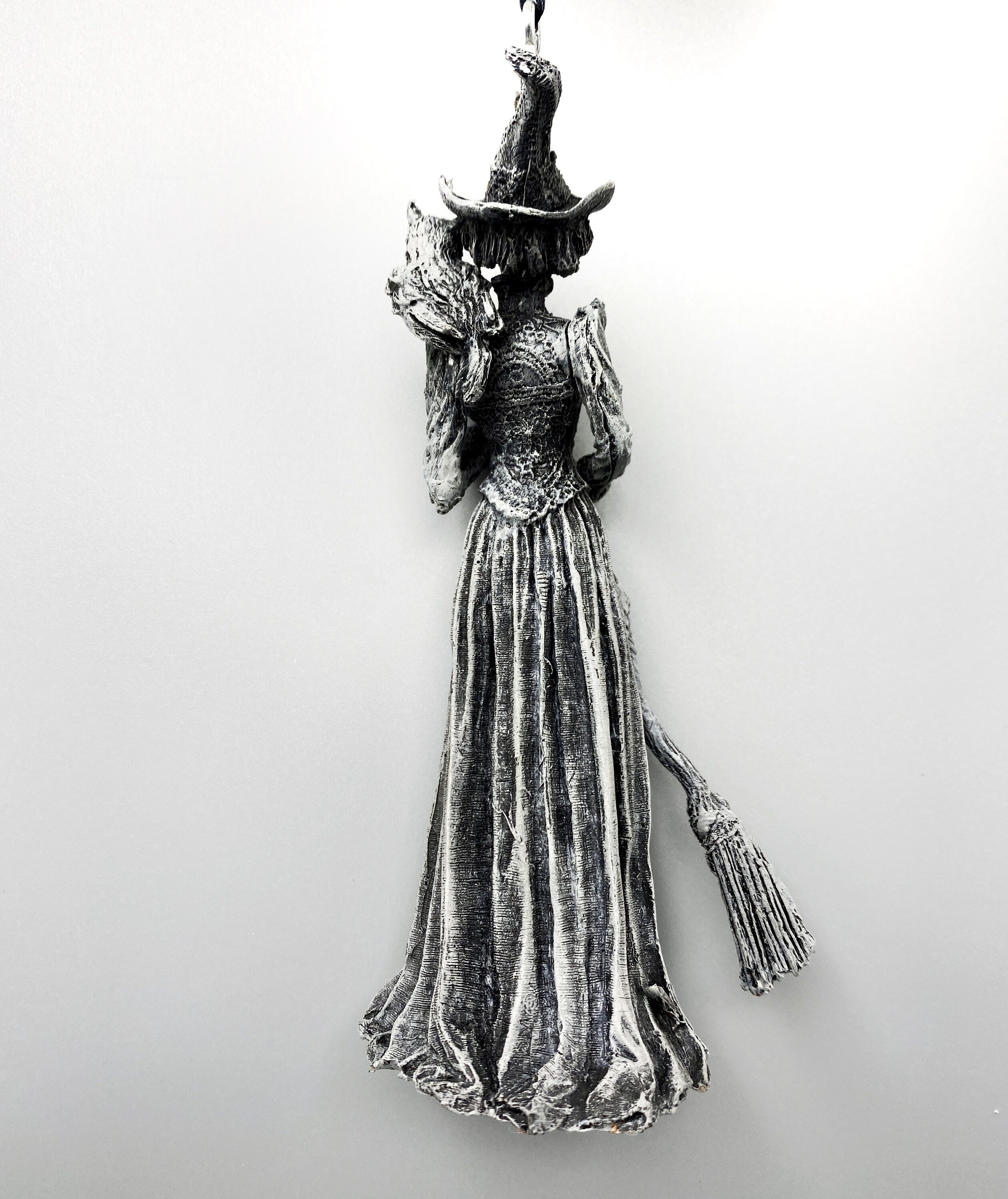 Victorian Witch Ornament, Hand Painted Resin Sculpture | Gothic VictorianFolklore Figurine |Christmas Witch Pagan Ornament for Holiday Decor
