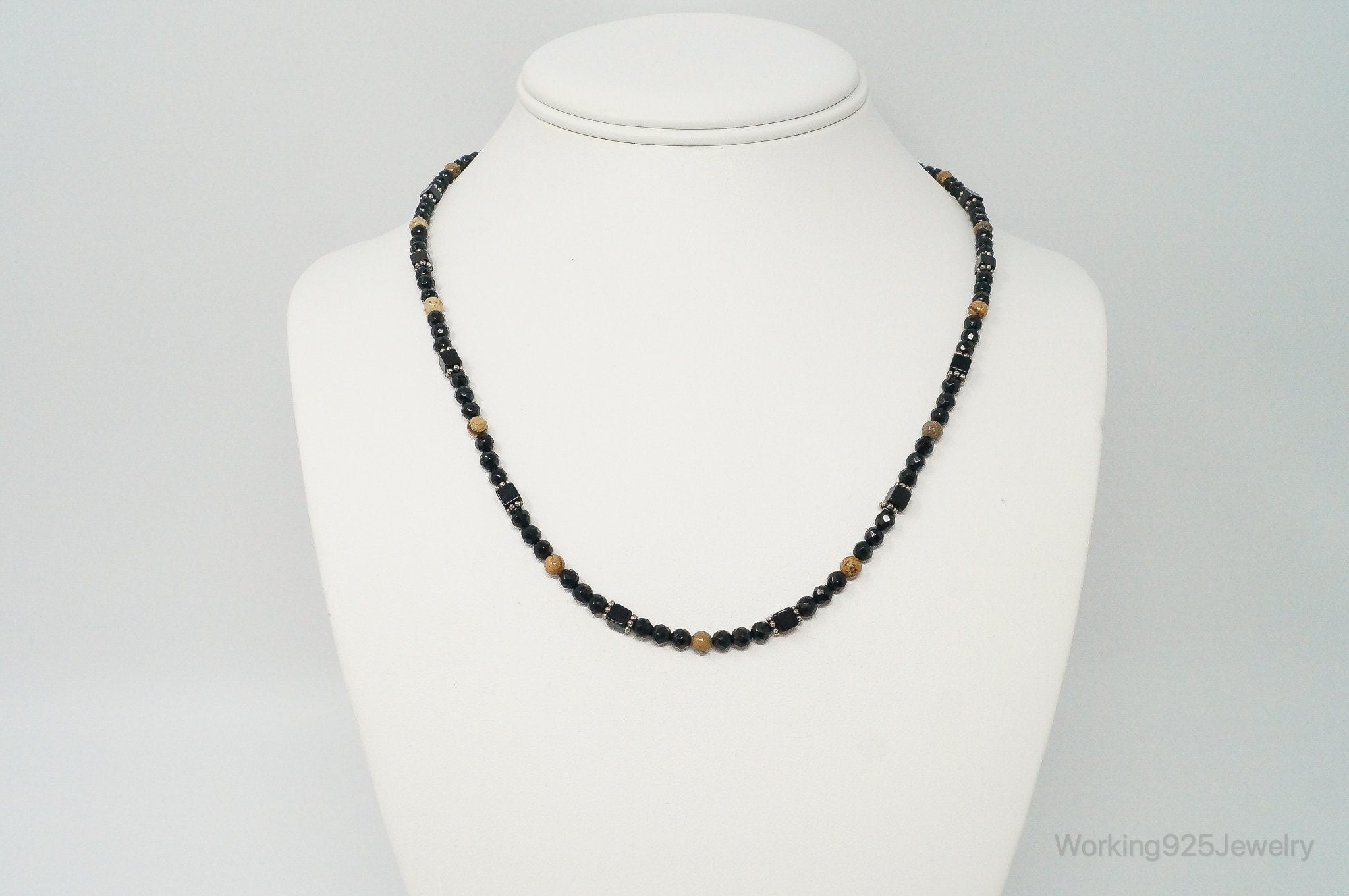 Designer SAJEN Black Onyx Jasper Beads Sterling Silver Necklace | Jewelry > Necklaces > Pendants | Wiccan Center
