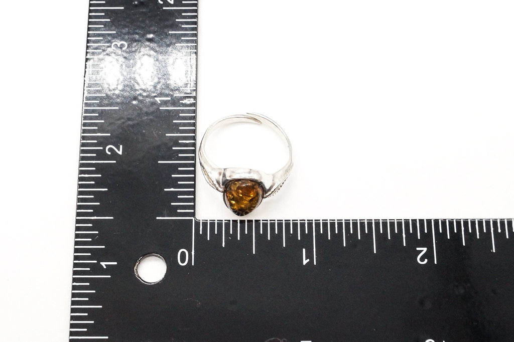 Vintage Designer PS Amber Modernist Sterling Silver Ring - Sz 7.5 Adjustable | Jewelry > Rings | Wiccan Center