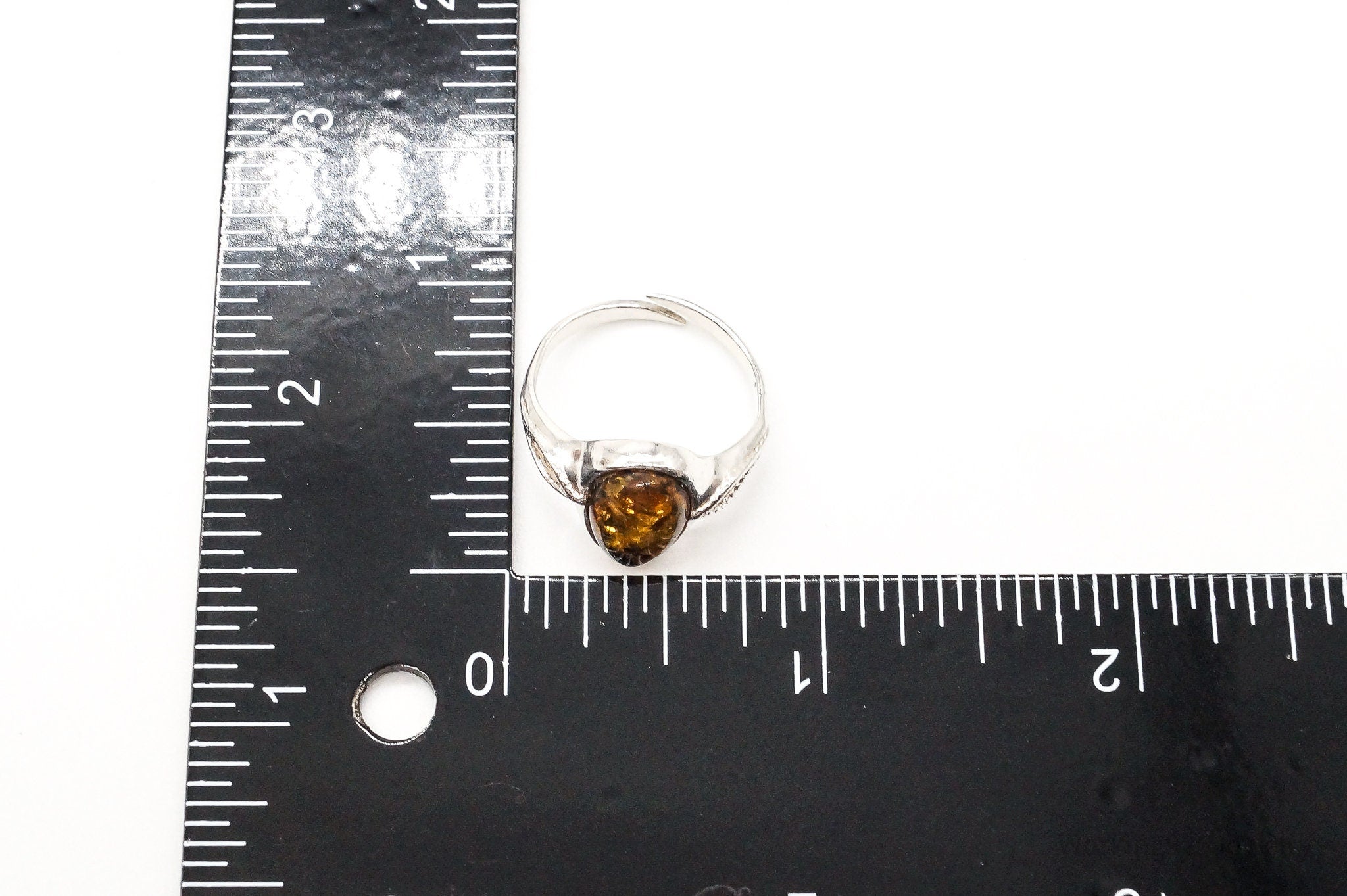 Vintage Designer PS Amber Modernist Sterling Silver Ring - Sz 7.5 Adjustable | Jewelry > Rings | Wiccan Center